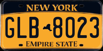 NY license plate GLB8023