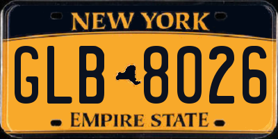 NY license plate GLB8026