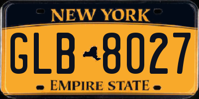 NY license plate GLB8027