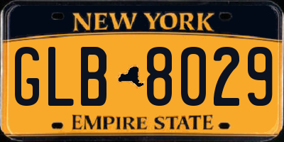 NY license plate GLB8029