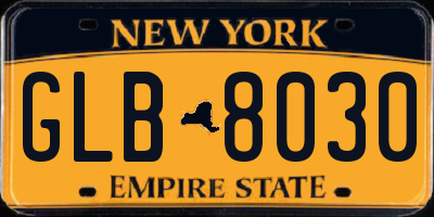 NY license plate GLB8030