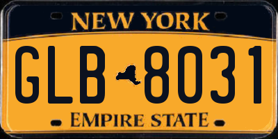 NY license plate GLB8031