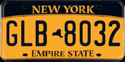 NY license plate GLB8032