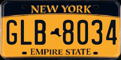NY license plate GLB8034