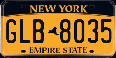 NY license plate GLB8035