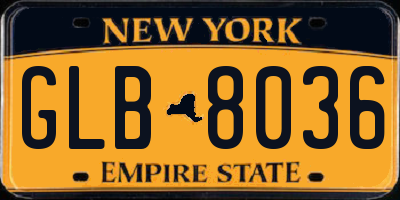 NY license plate GLB8036