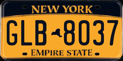 NY license plate GLB8037