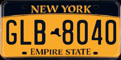 NY license plate GLB8040