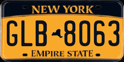 NY license plate GLB8063