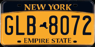 NY license plate GLB8072