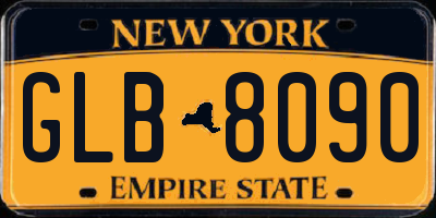 NY license plate GLB8090
