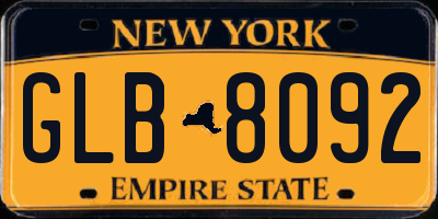 NY license plate GLB8092
