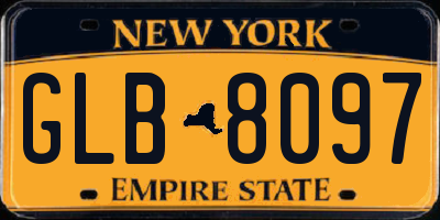 NY license plate GLB8097