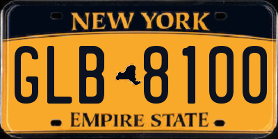 NY license plate GLB8100