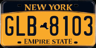 NY license plate GLB8103