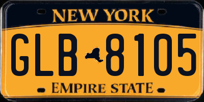 NY license plate GLB8105