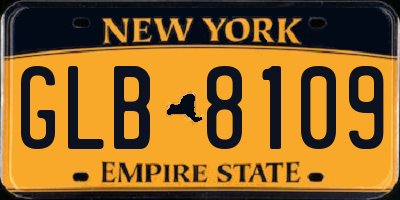 NY license plate GLB8109