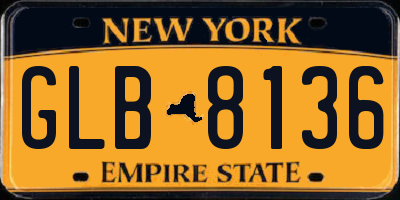 NY license plate GLB8136