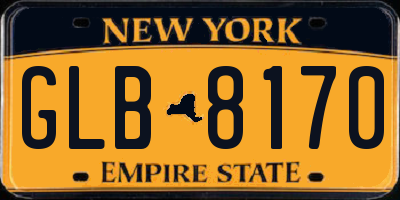 NY license plate GLB8170