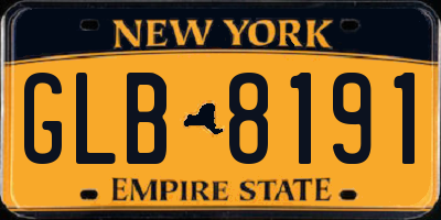 NY license plate GLB8191
