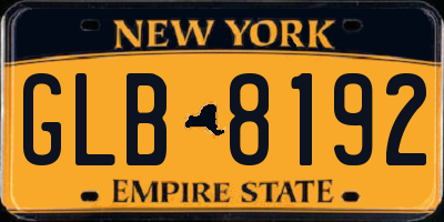 NY license plate GLB8192