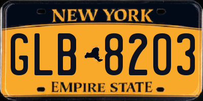 NY license plate GLB8203