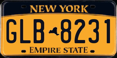 NY license plate GLB8231