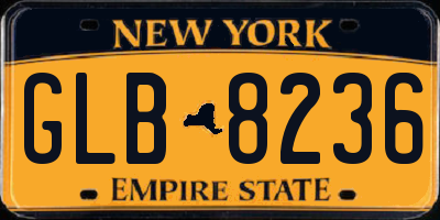 NY license plate GLB8236