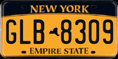 NY license plate GLB8309