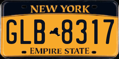 NY license plate GLB8317