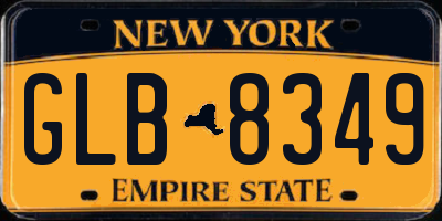 NY license plate GLB8349