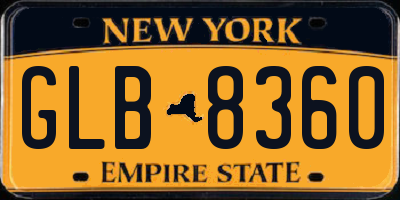 NY license plate GLB8360