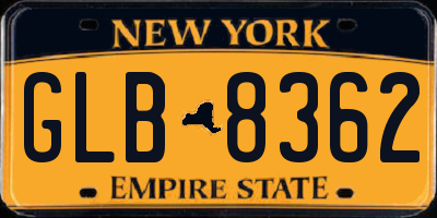 NY license plate GLB8362