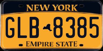 NY license plate GLB8385