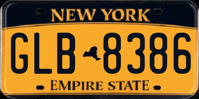 NY license plate GLB8386