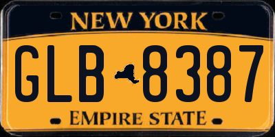 NY license plate GLB8387