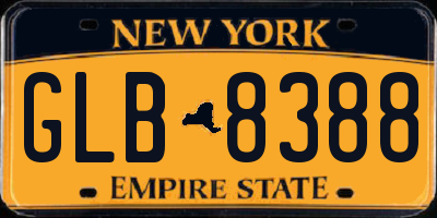 NY license plate GLB8388