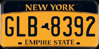 NY license plate GLB8392
