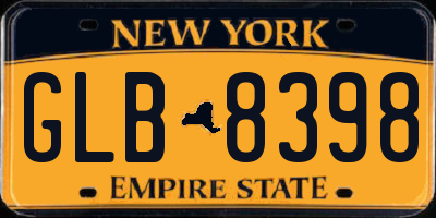 NY license plate GLB8398