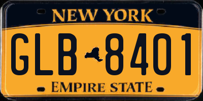 NY license plate GLB8401