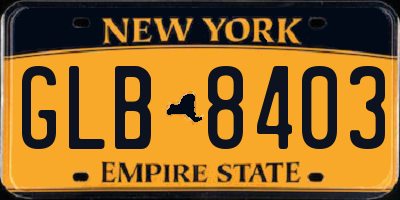 NY license plate GLB8403