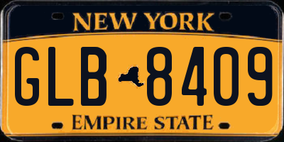 NY license plate GLB8409