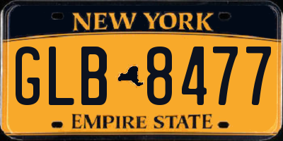 NY license plate GLB8477