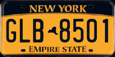 NY license plate GLB8501