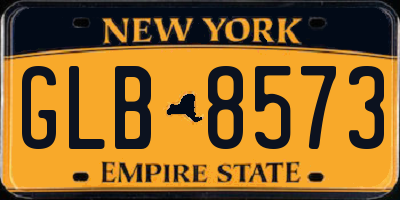 NY license plate GLB8573