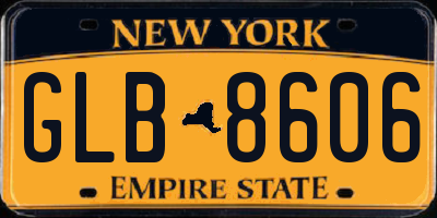 NY license plate GLB8606
