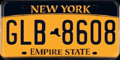 NY license plate GLB8608