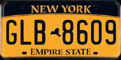 NY license plate GLB8609