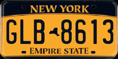 NY license plate GLB8613