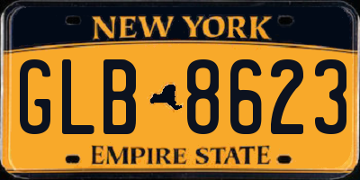 NY license plate GLB8623